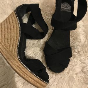 Tory Burch Black wedge espadrilles